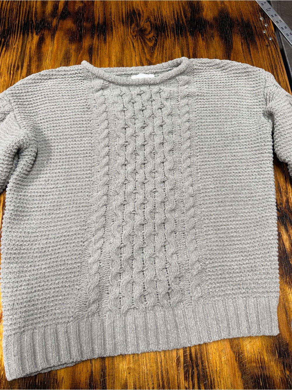 Jessica Simpson Light Gray Cable Crew Neck Sweater
